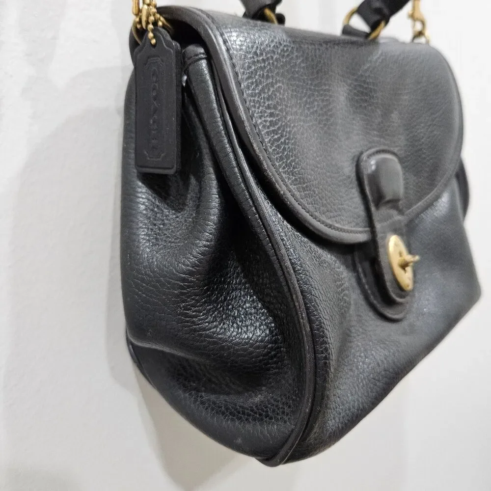Vintage Coach Sheridan Monticello Leather Crossbody Bag Black Fairy Whimsygoth